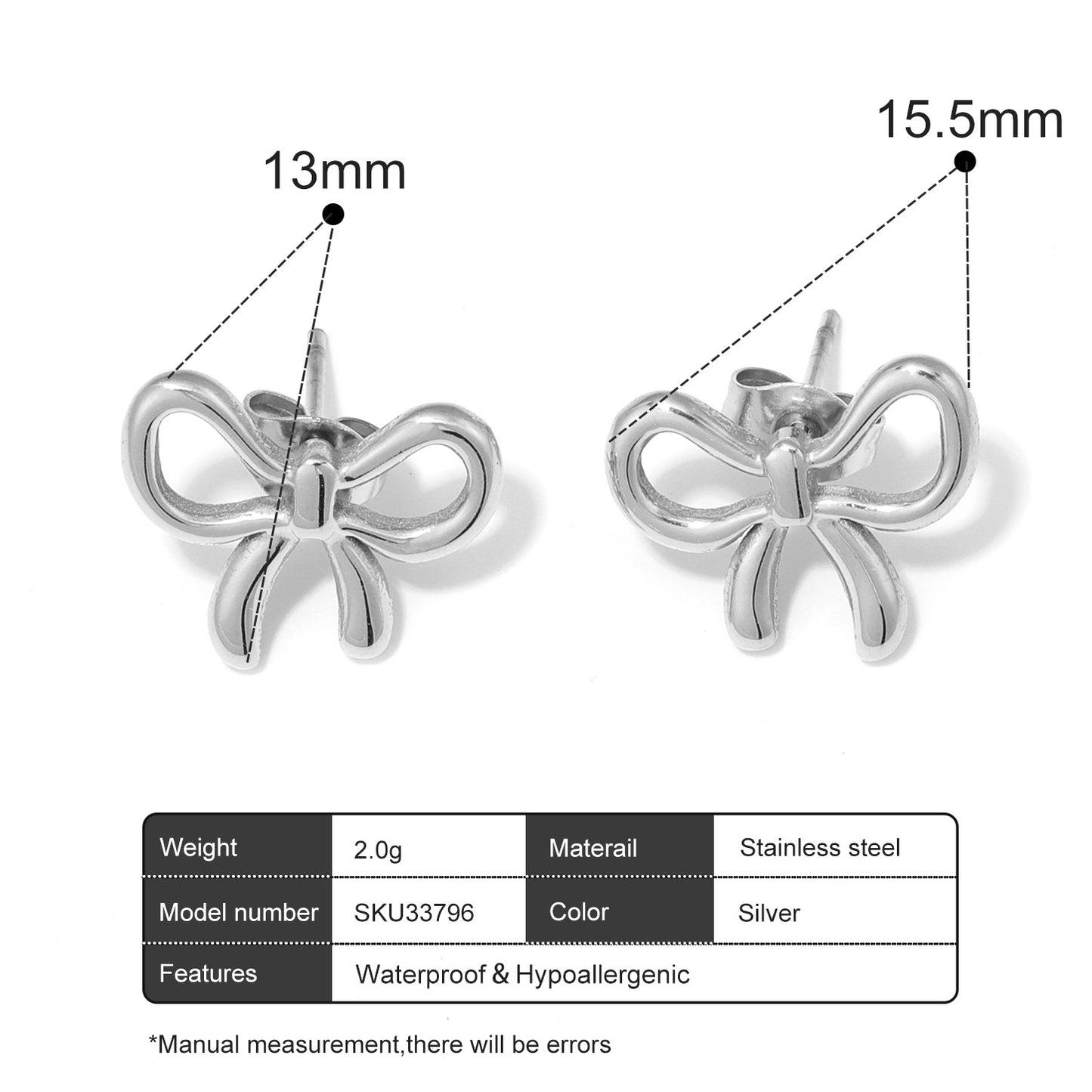 Stainless Steel Gold Bow Butterfly Earrings
