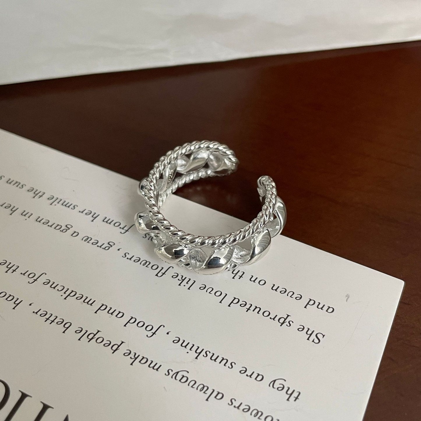 S925 sterling silver double spiral twist ring