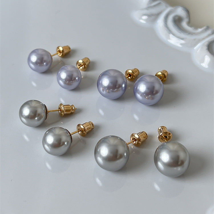 S925 silver periwinkle blue/silver grey glare pearl earringsss