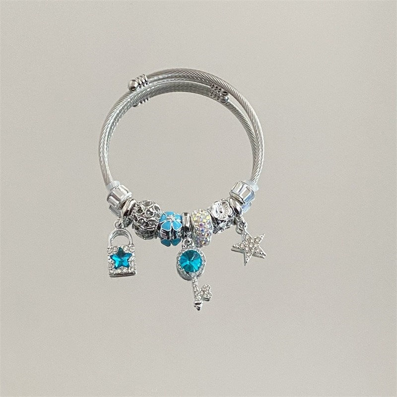 Pretty!!Pandora star key blue bracelet