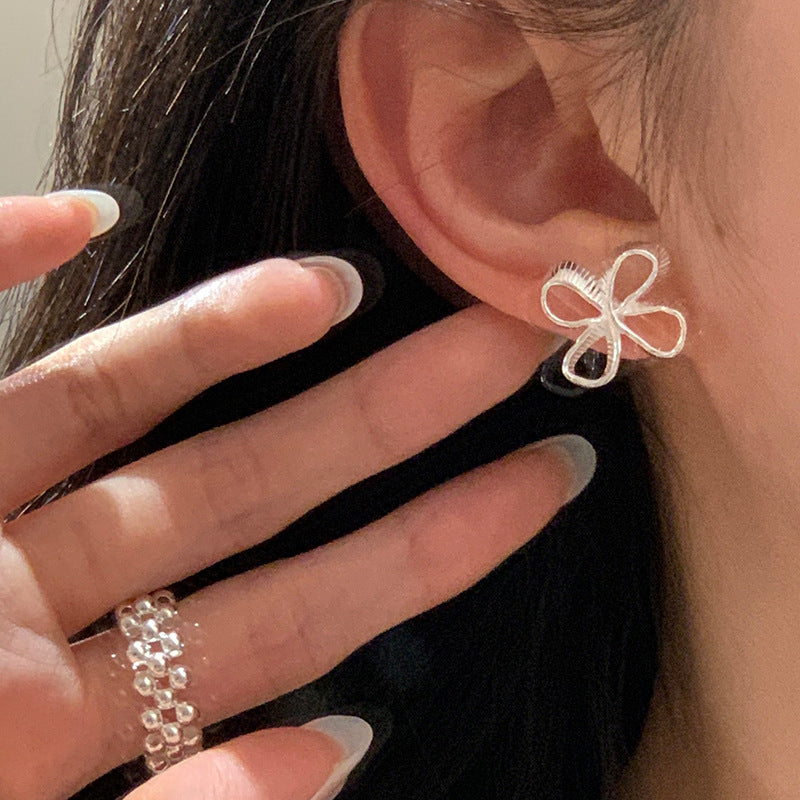 S925 sterling silver flower vintage earrings