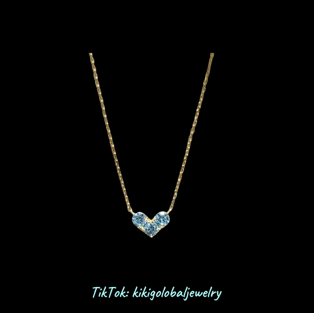 Sea Blue Heart Pendant Necklace