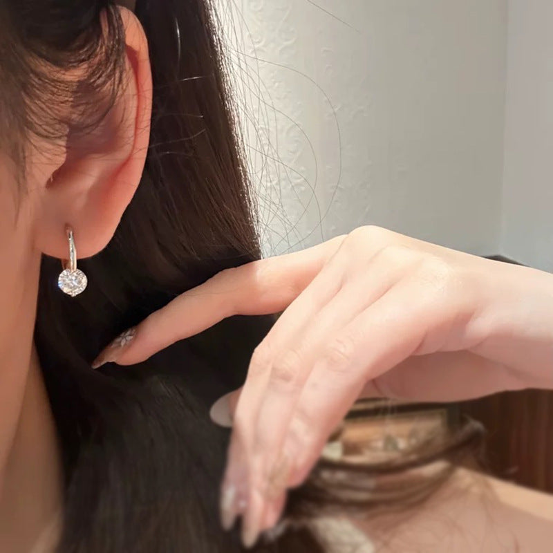 S925 round diamond earrings