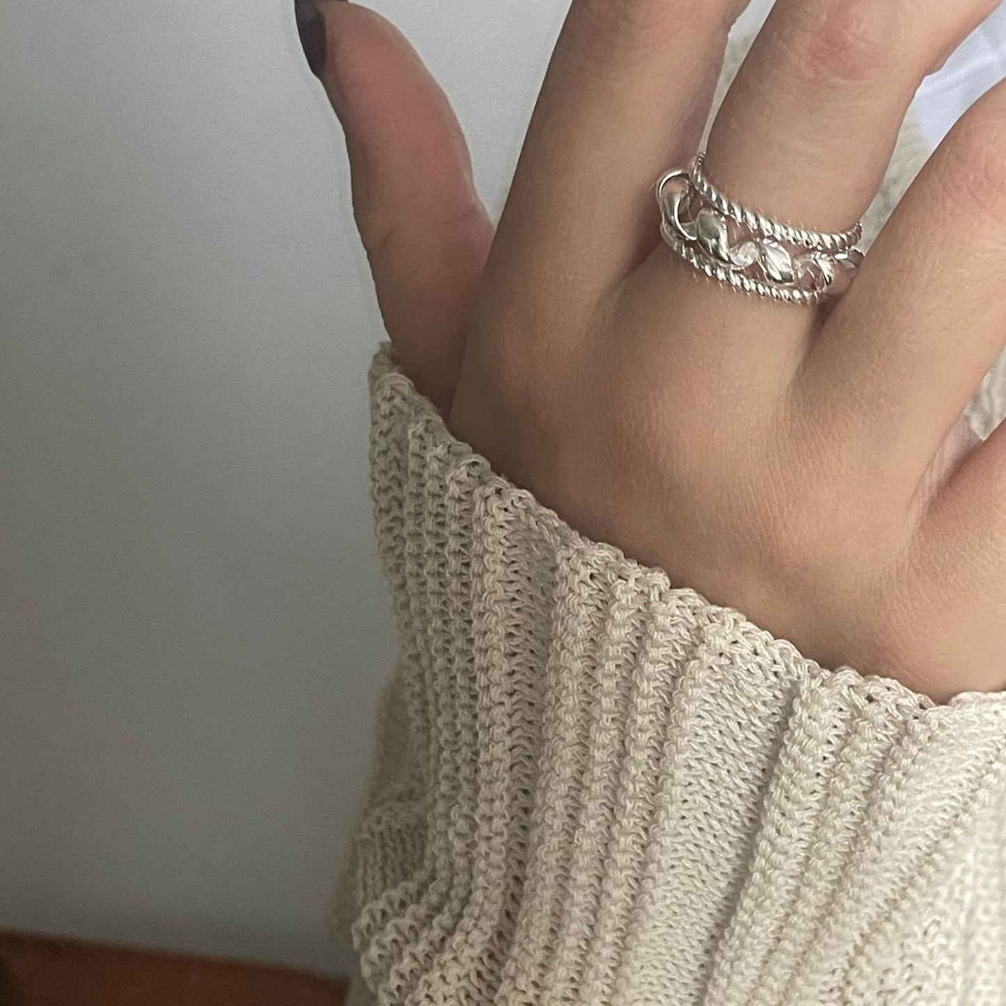 S925 sterling silver double spiral twist ring