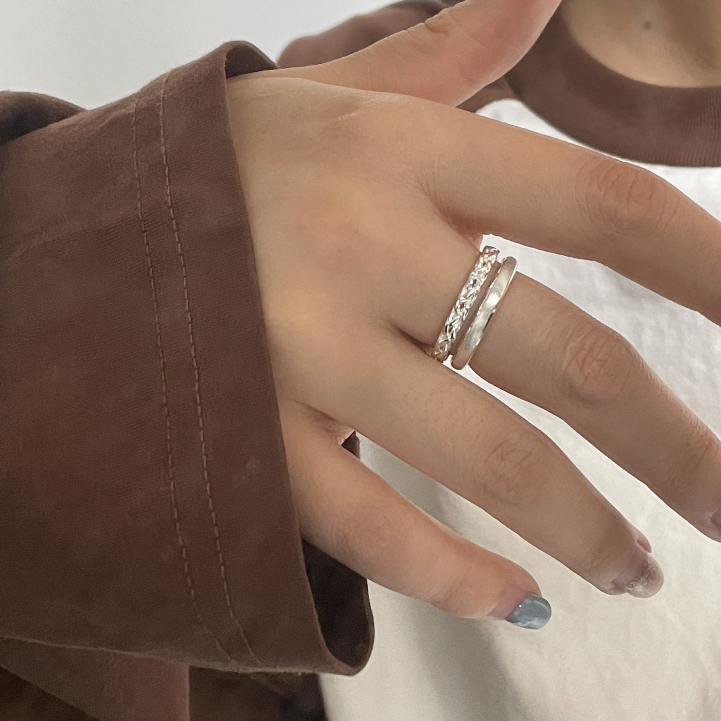 S925 sterling silver twisted wire drawing ring