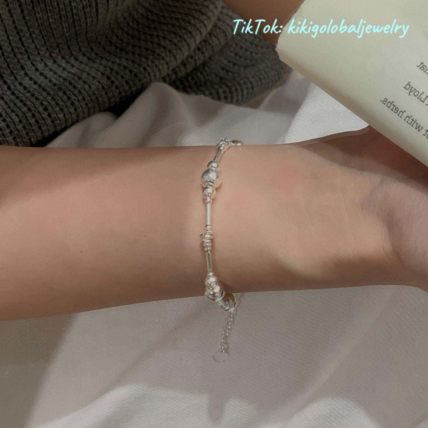 S925 sterling silver round bead bracelet