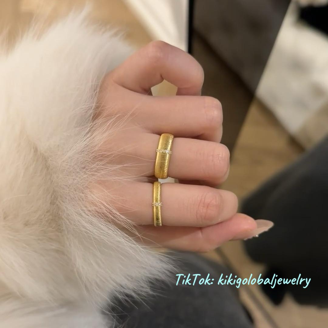 Brushed gold open ring
