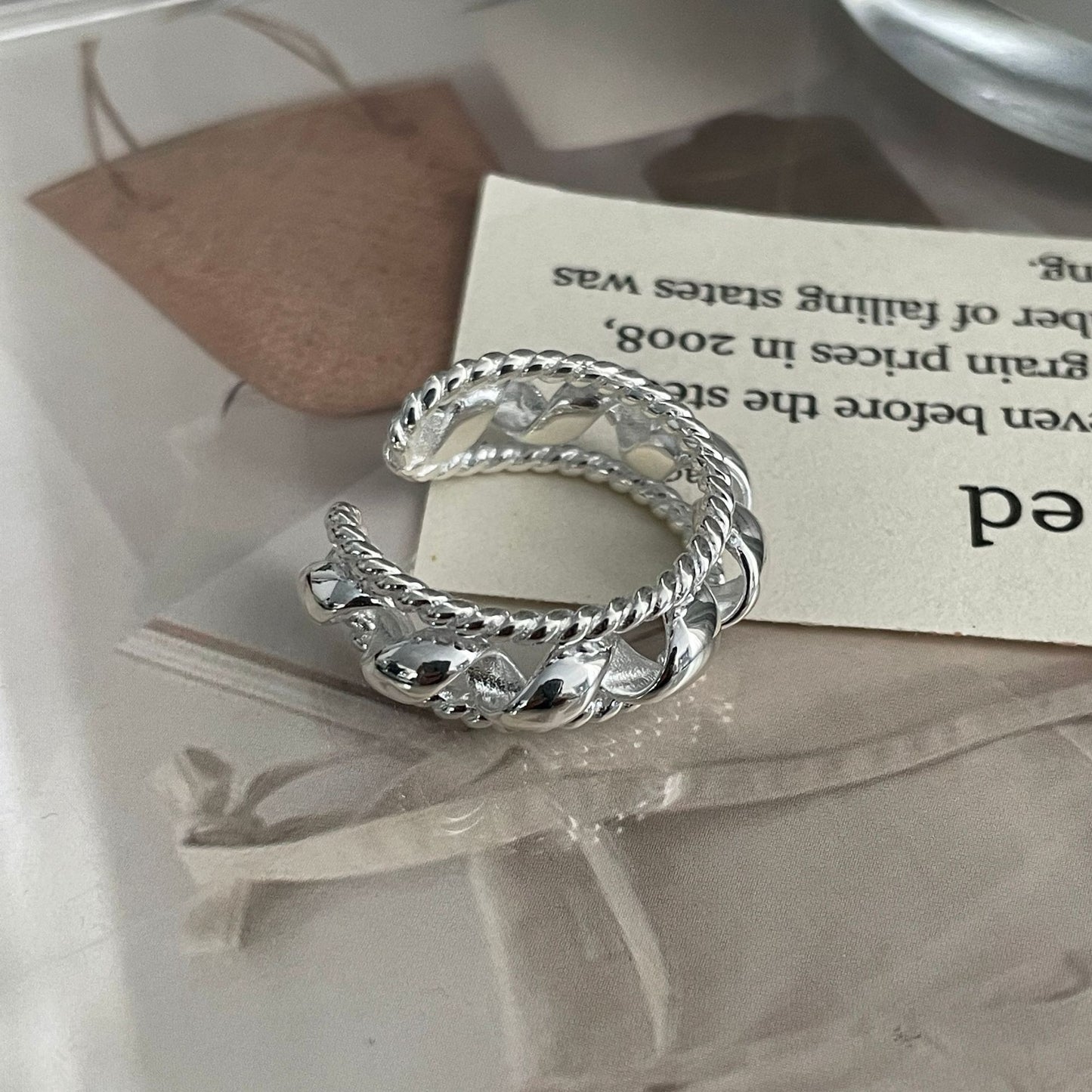 S925 sterling silver double spiral twist ring