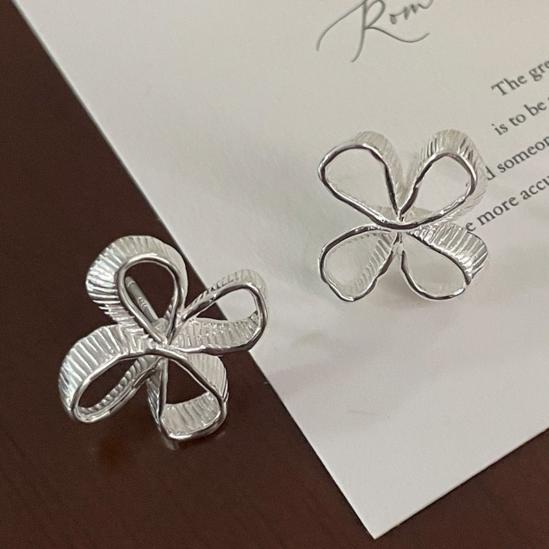 S925 sterling silver flower vintage earrings