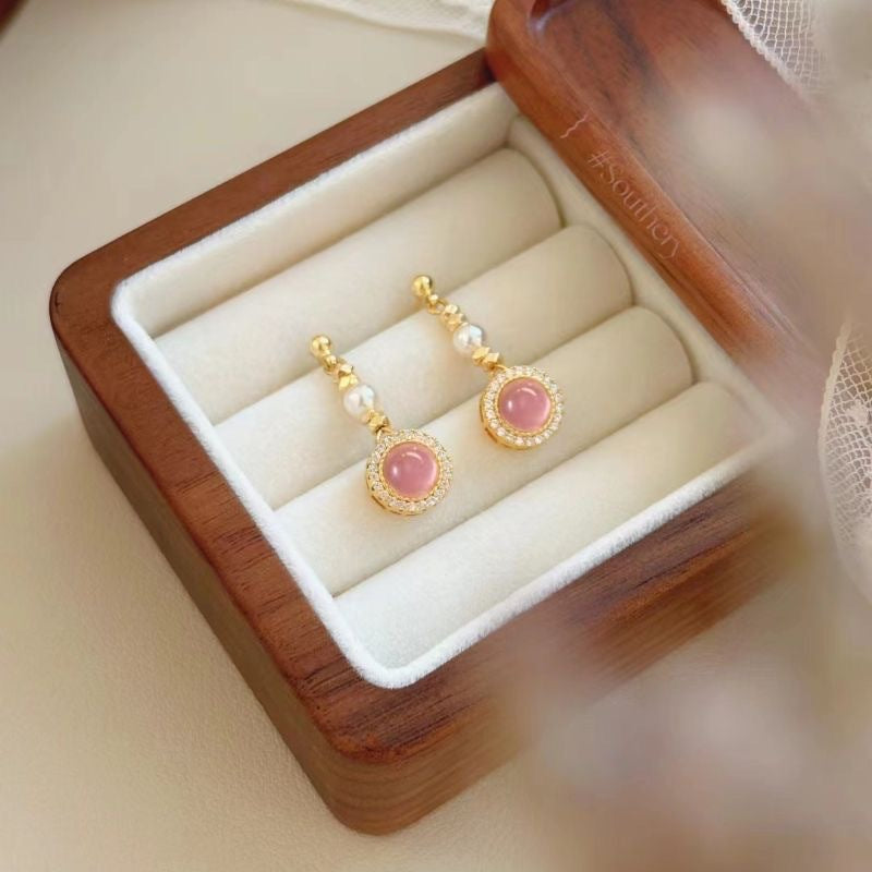 Swarovski pink pearl earrings