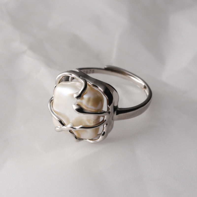 s925 baroque pearl ring