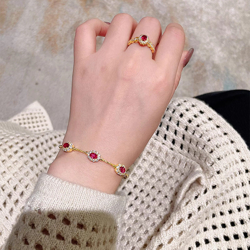 Gold ruby bracelet