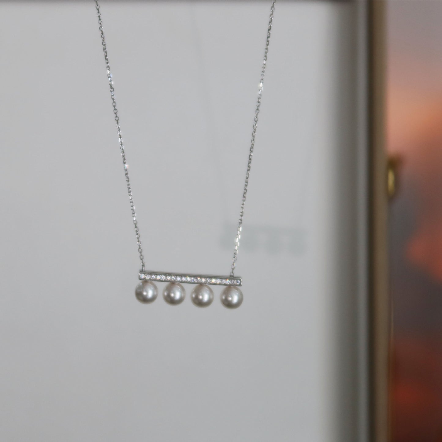 S925 silver natural four-bead pearl necklace