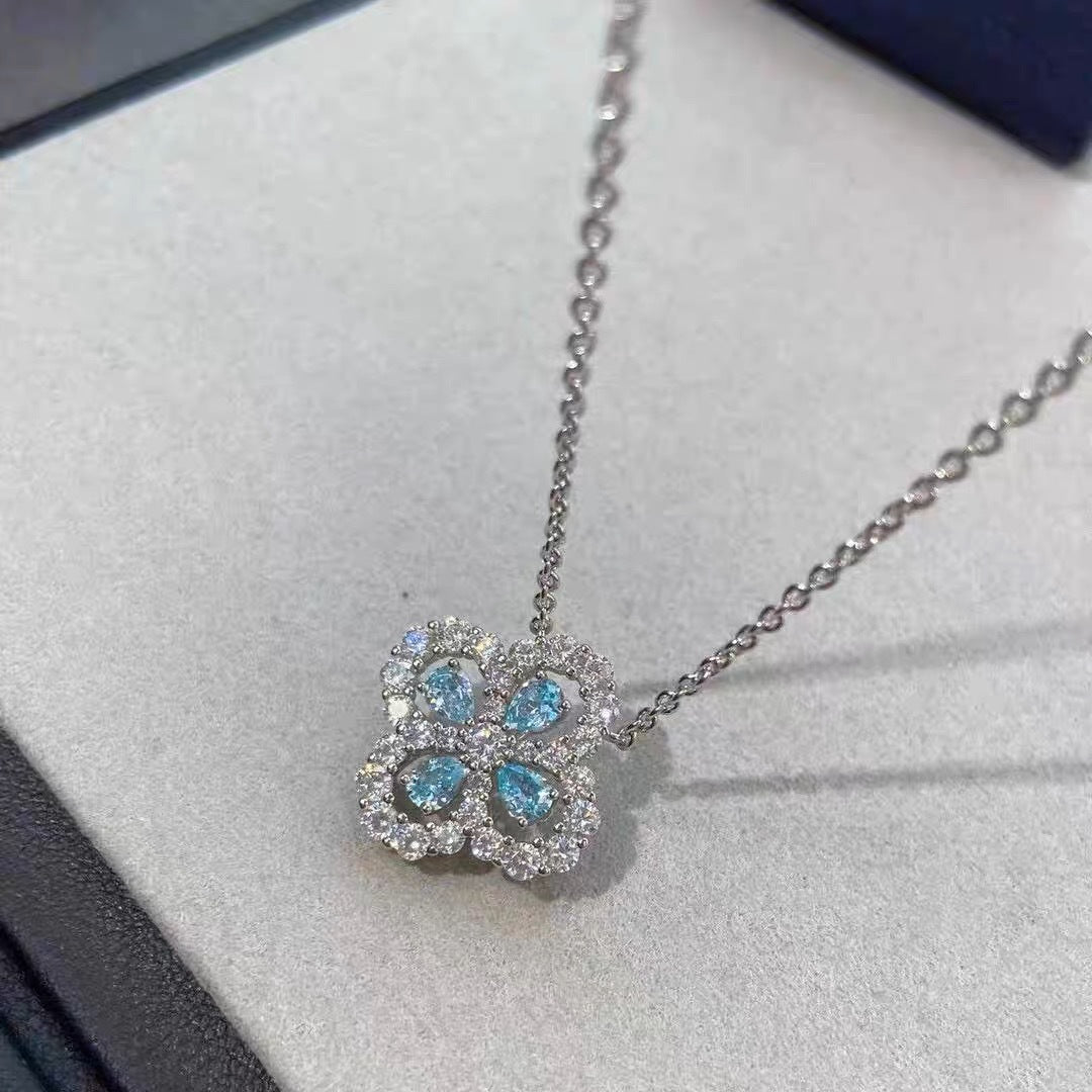 Blue Lucky Clover Necklace