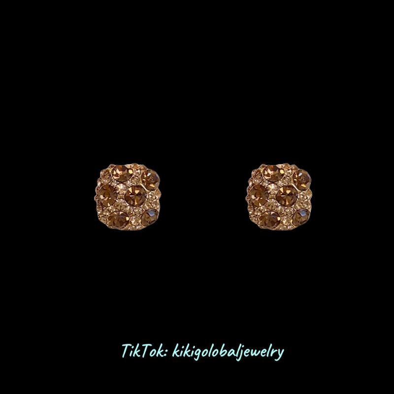 Geometric diamond champagne crystal earrings