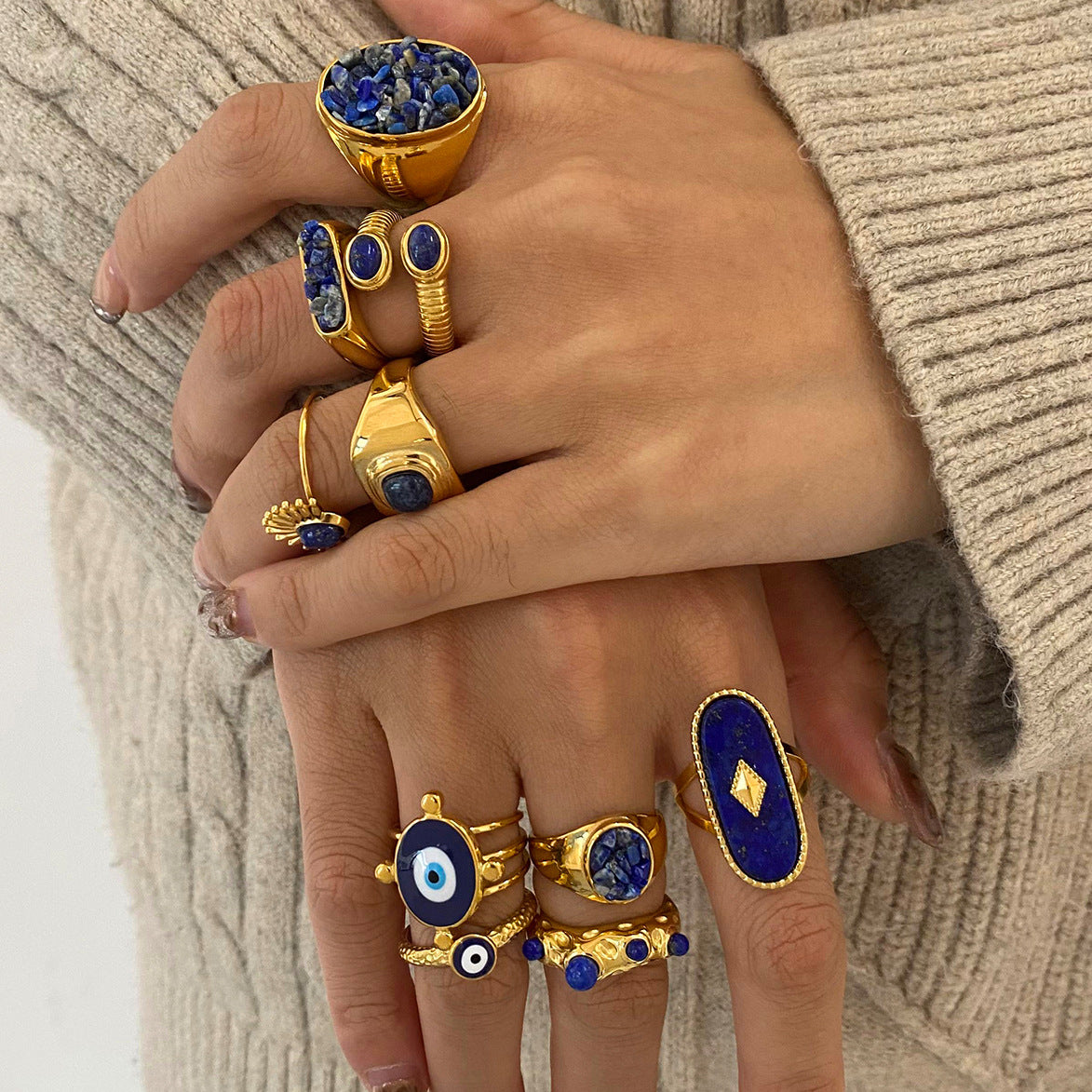 Stainless Steel Natural Stone Ring