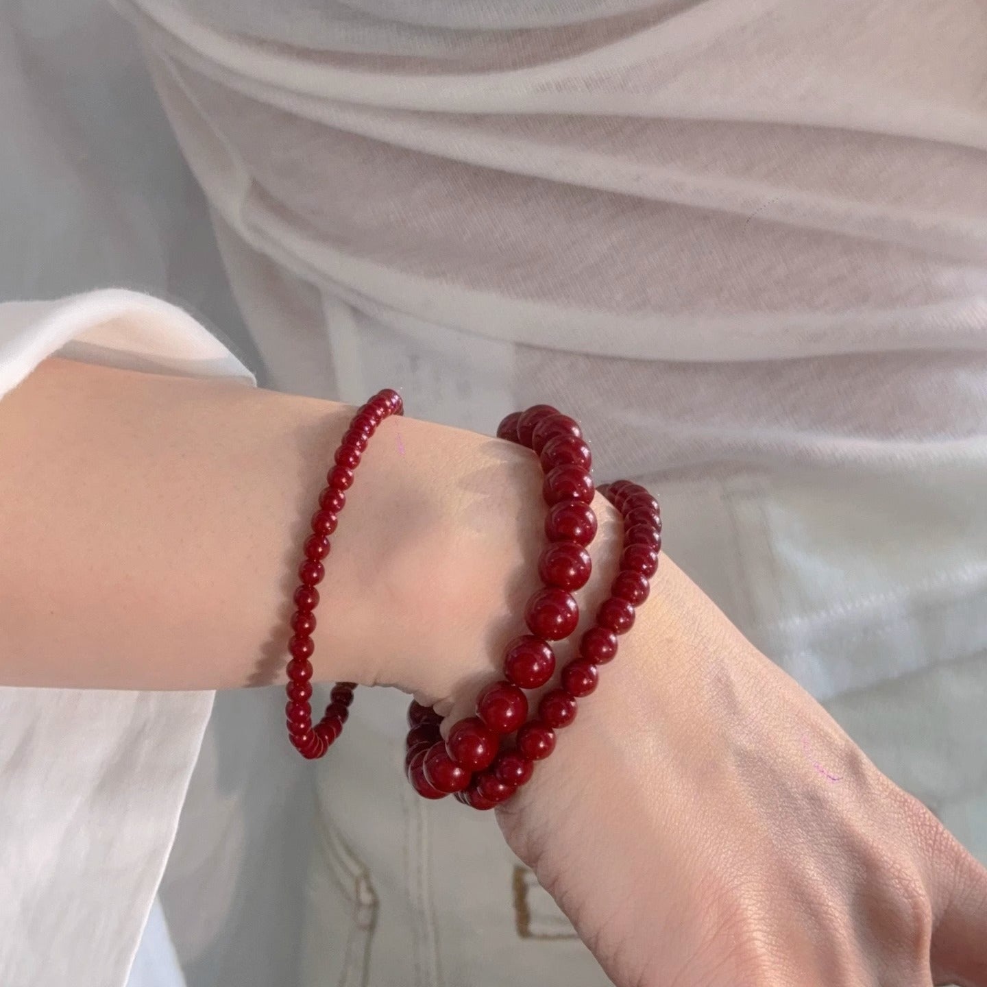 Angora Red Imitation Pearl Bracelet