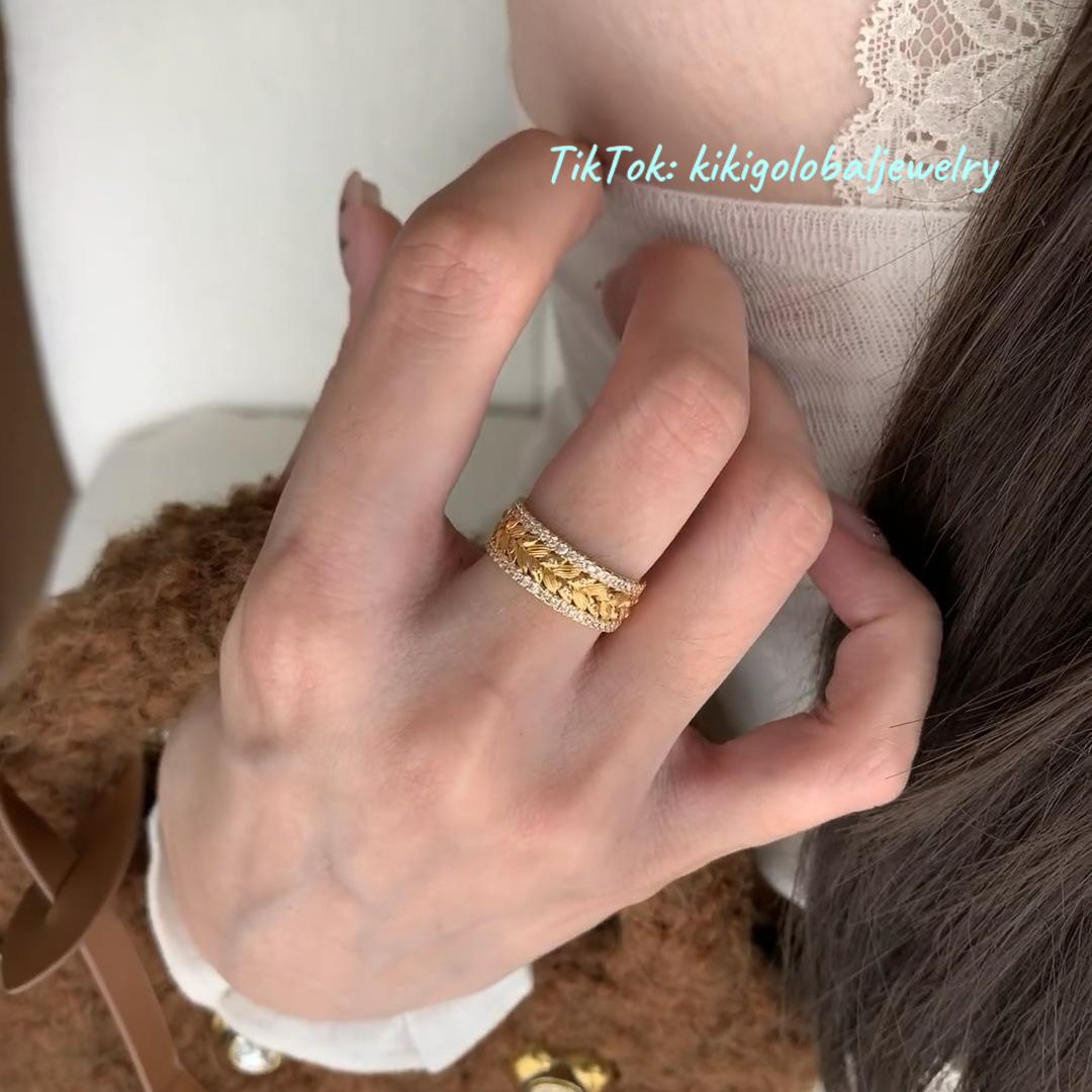 Golden wheat ear ring
