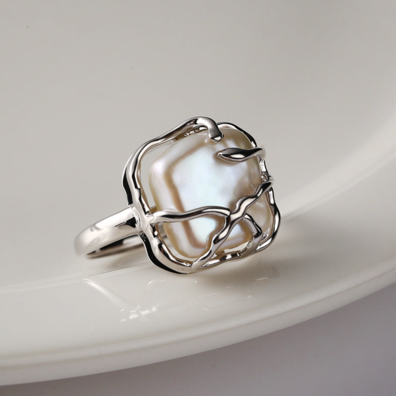 s925 baroque pearl ring