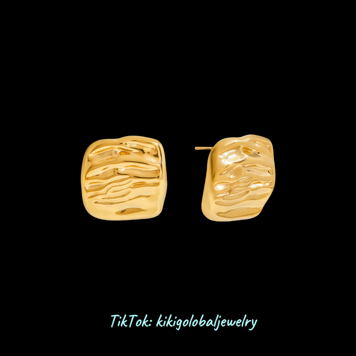 18K Gold and Stainless Steel Pleated Geometric Earrings