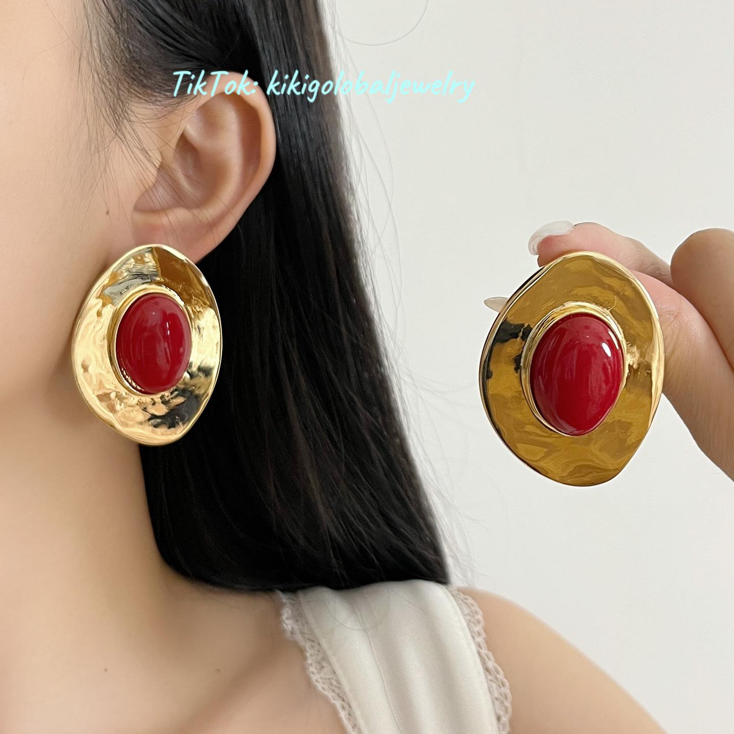 Resin titanium steel earrings