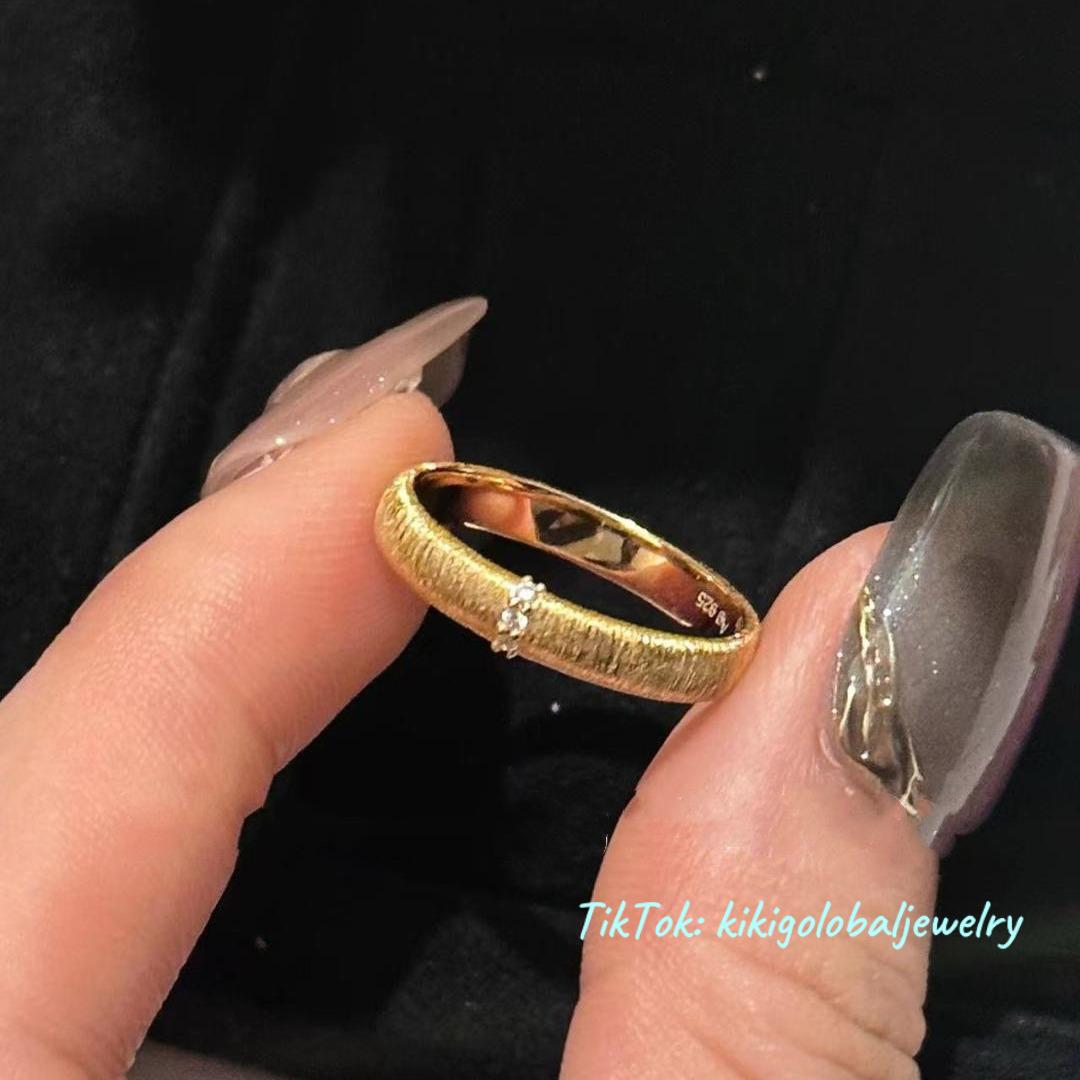 Brushed gold open ring