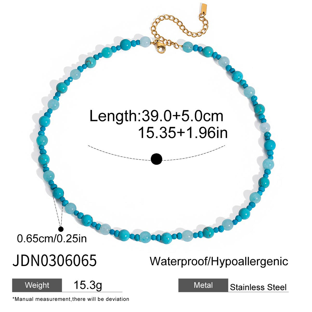 Blue Turquoise Titanium Steel Necklace