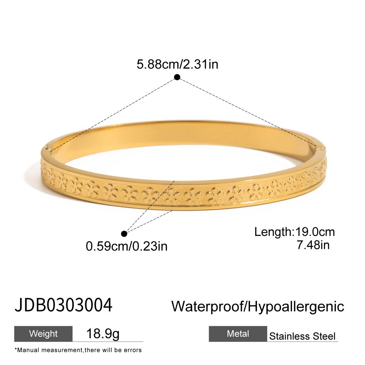 18K gold stainless steel zircon heart bracelet