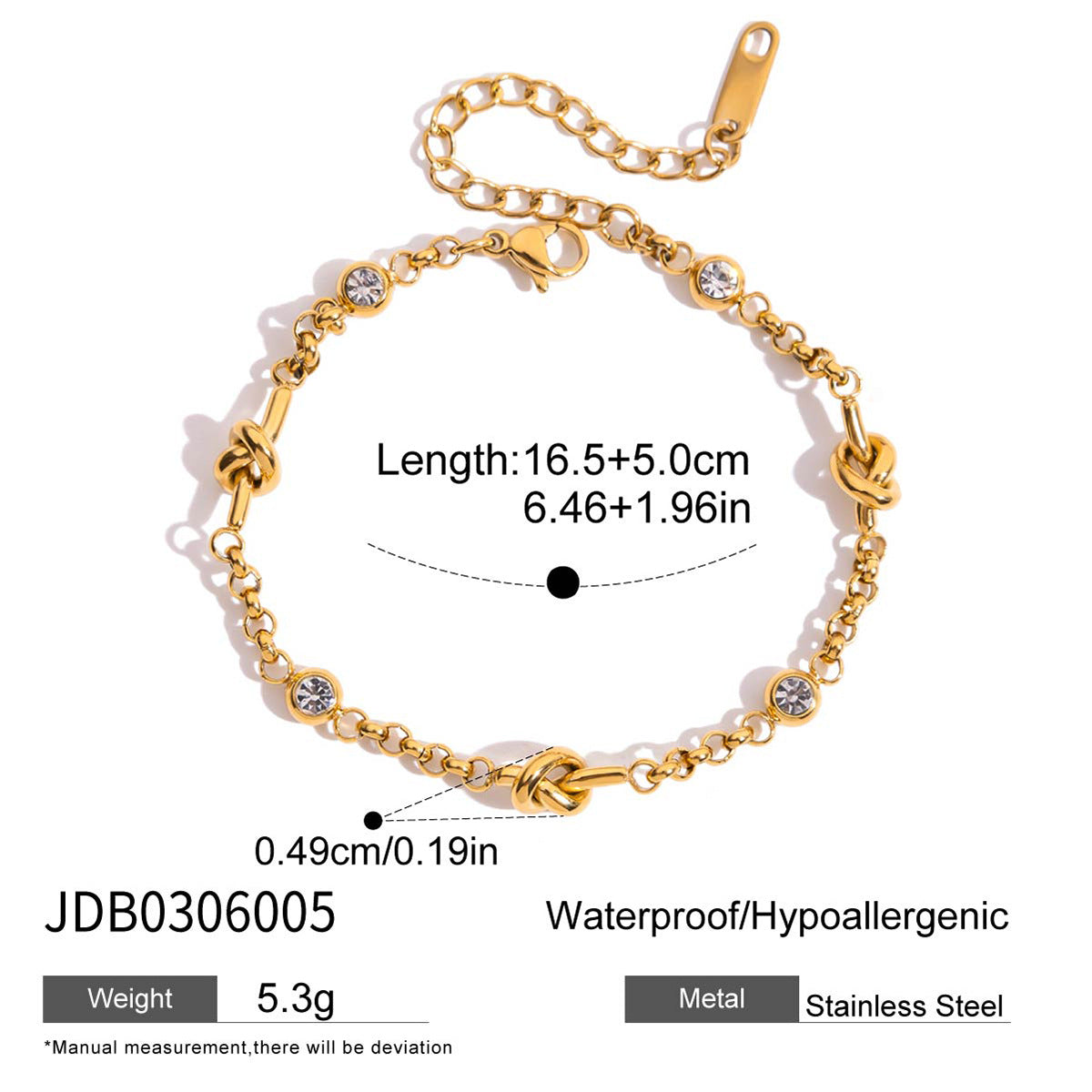 18K gold stainless steel flower bracelet with diamonds