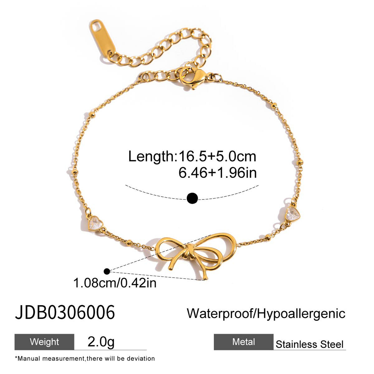 18K gold stainless steel flower bracelet with diamonds