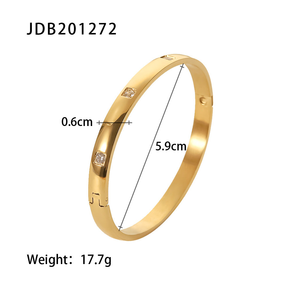 18k gold stainless steel round bracelet with diamonds