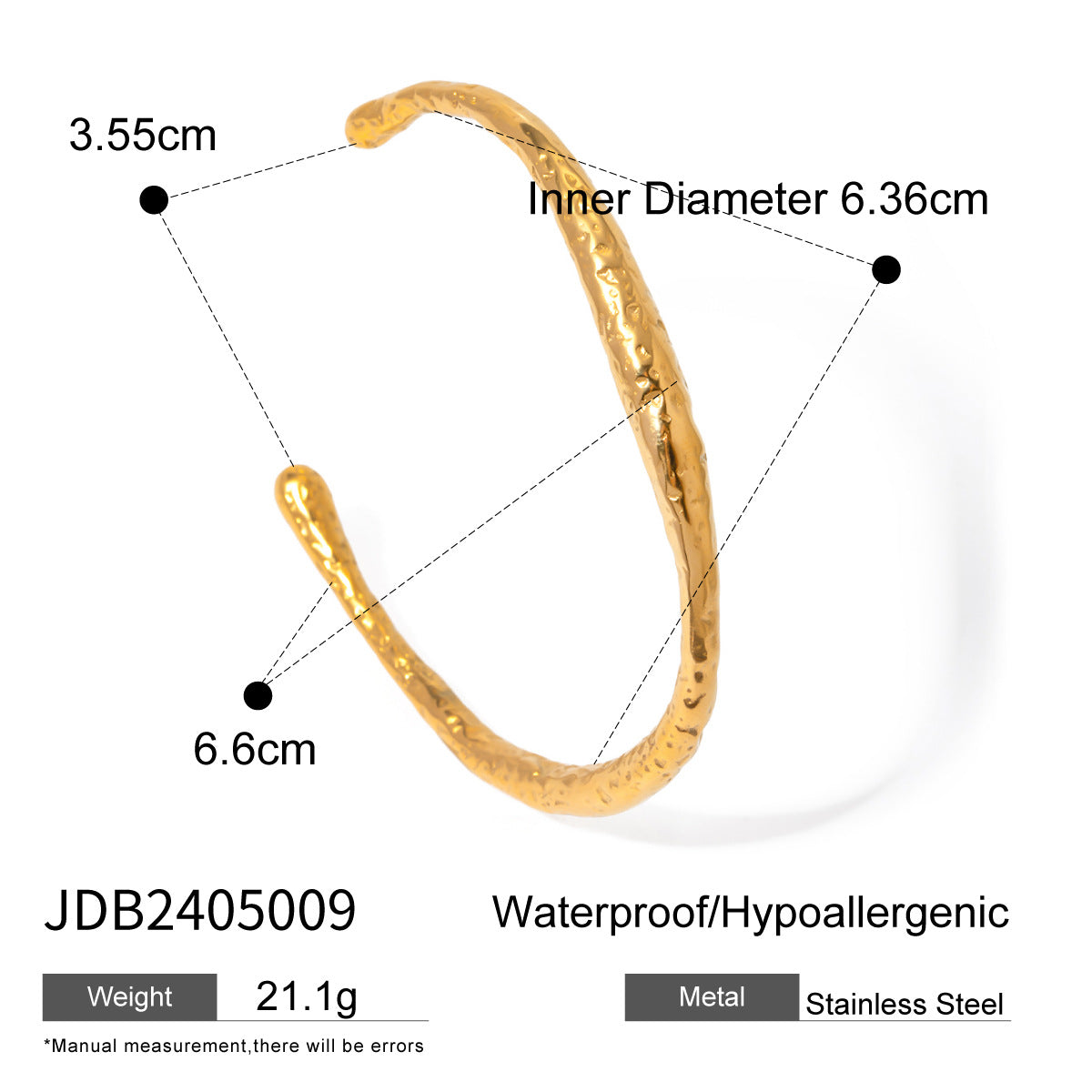 18K gold stainless steel irregular bracelet