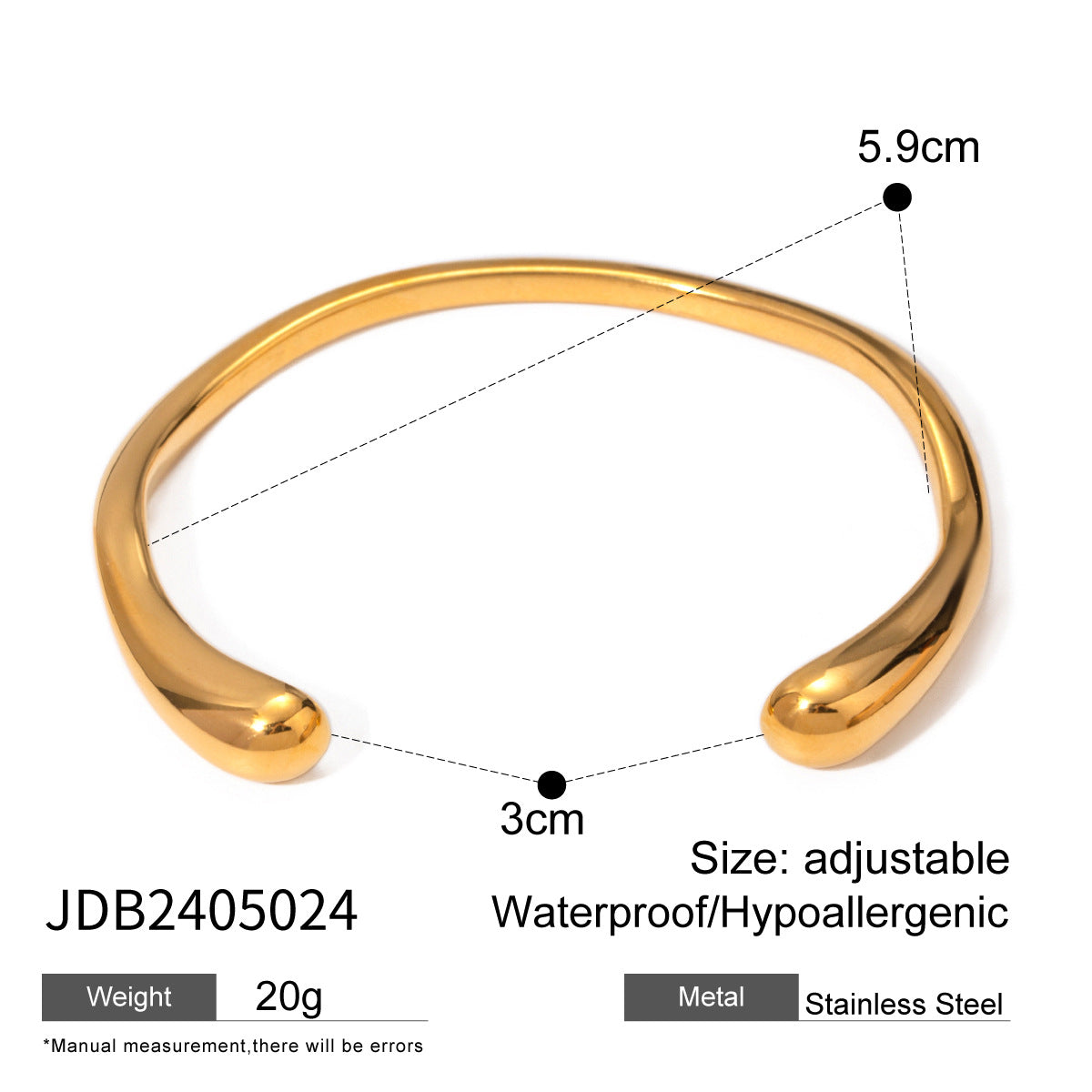 18K gold stainless steel irregular bracelet