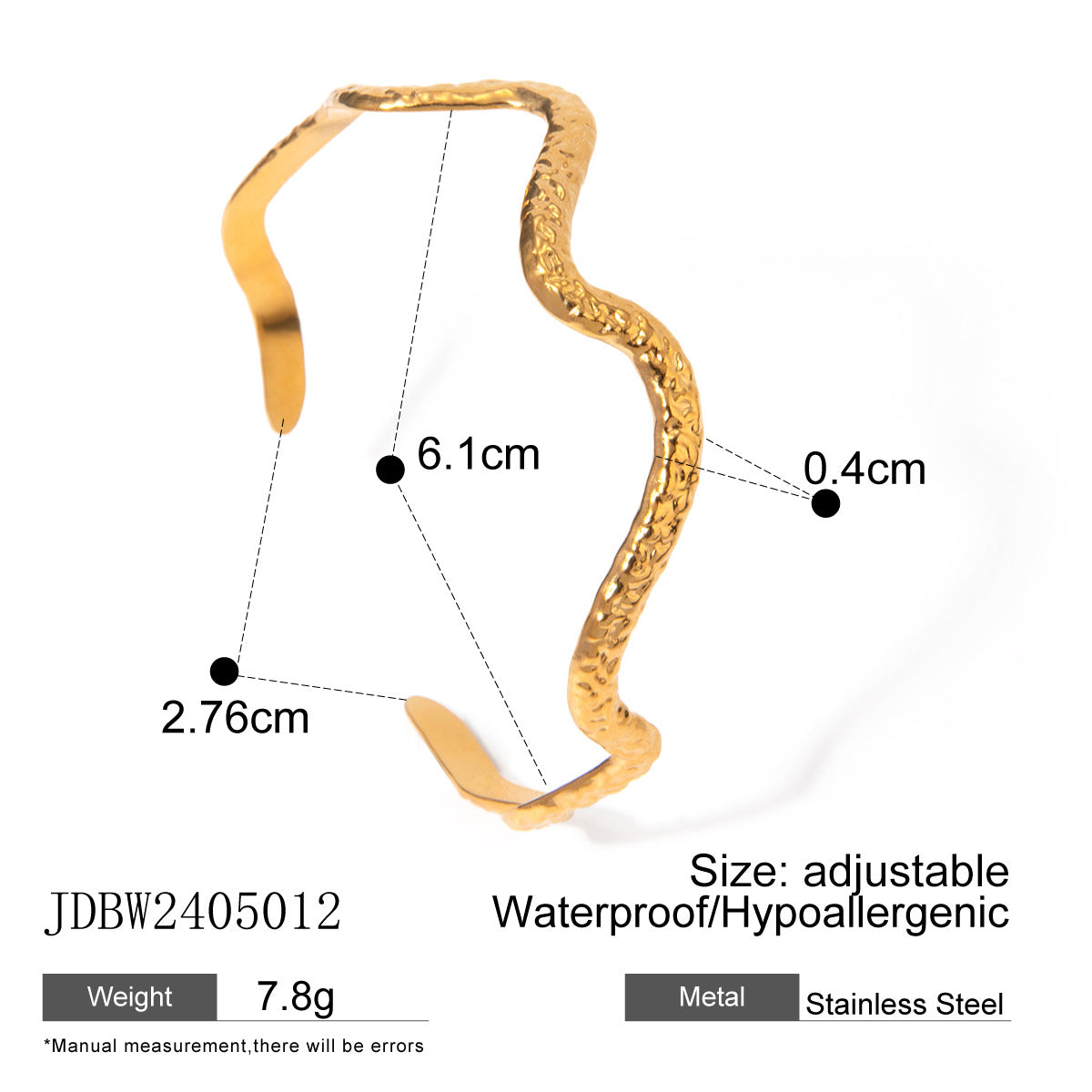 18K gold stainless steel irregular bracelet
