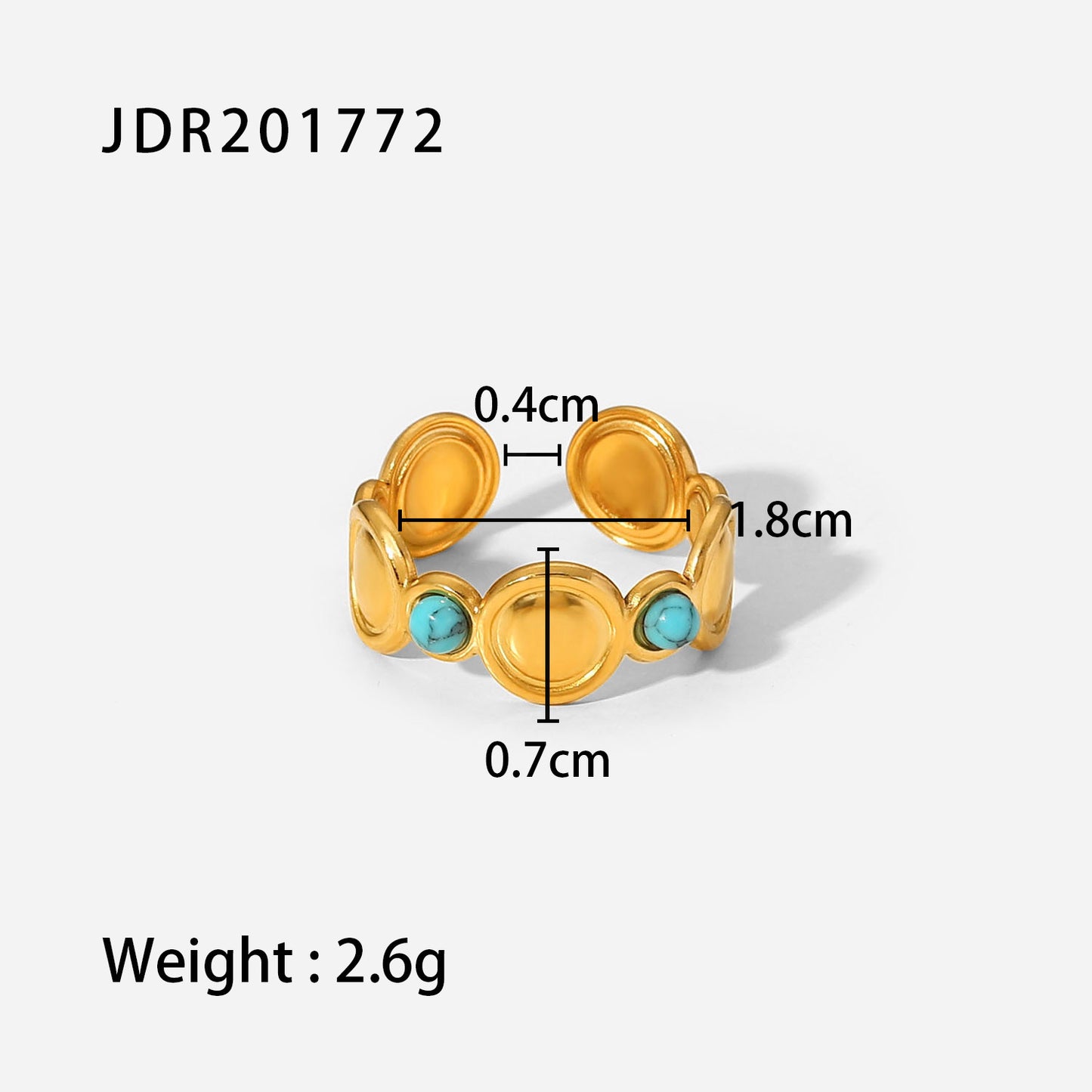 18k gold stainless steel gemstone ring