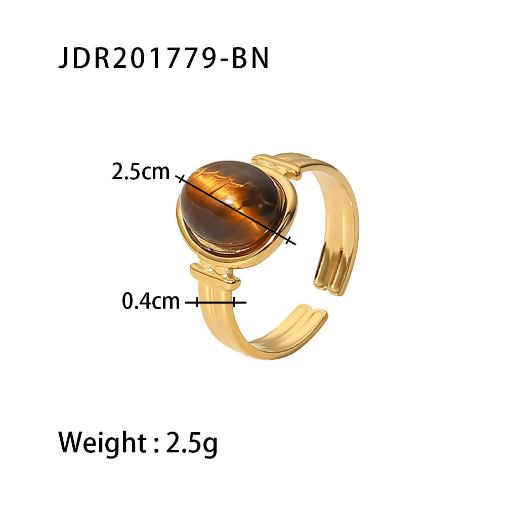 18k gold stainless steel gemstone ring