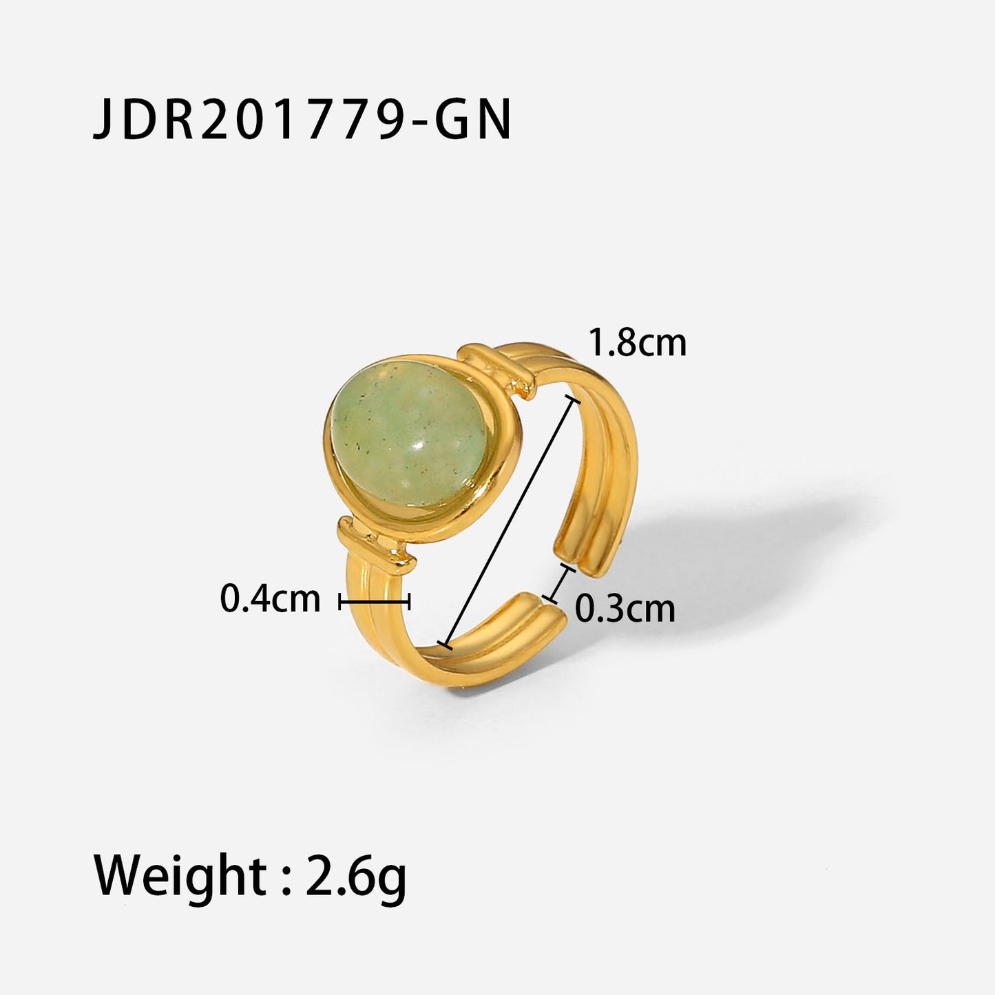 18k gold stainless steel gemstone ring