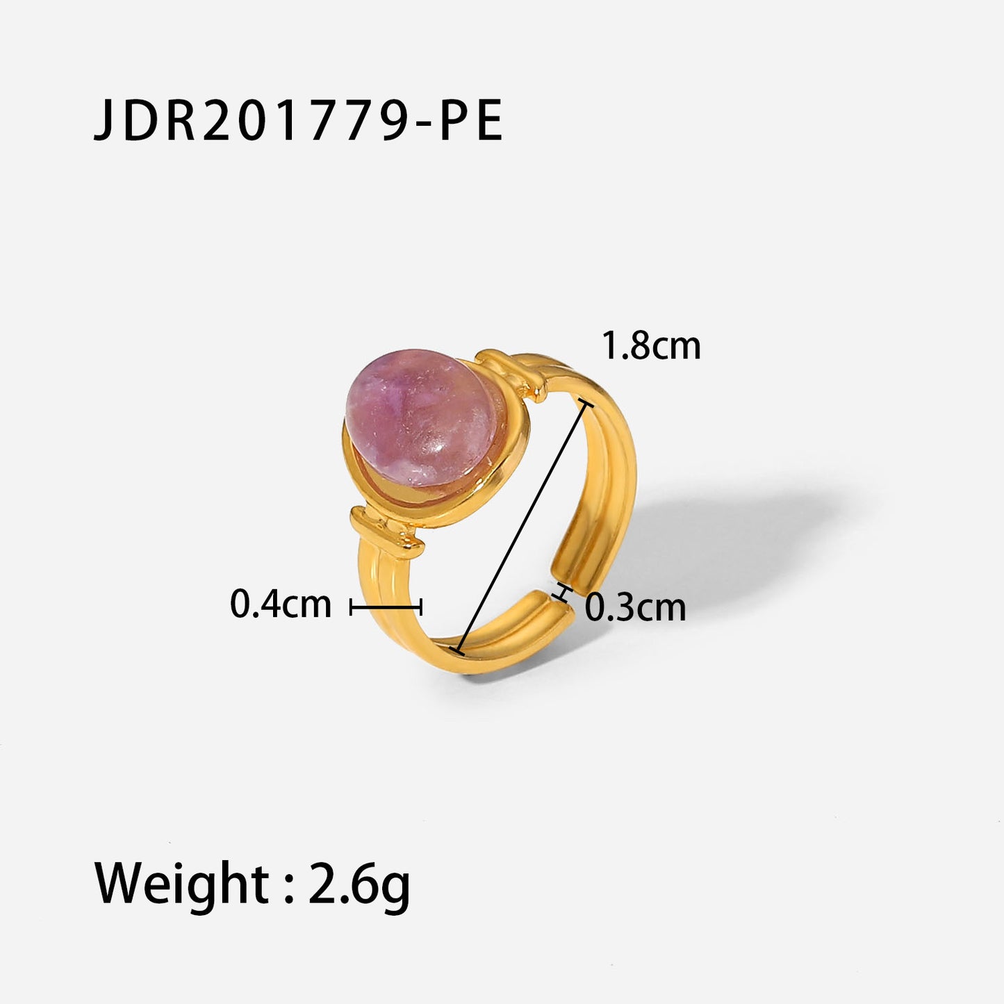 18k gold stainless steel gemstone ring