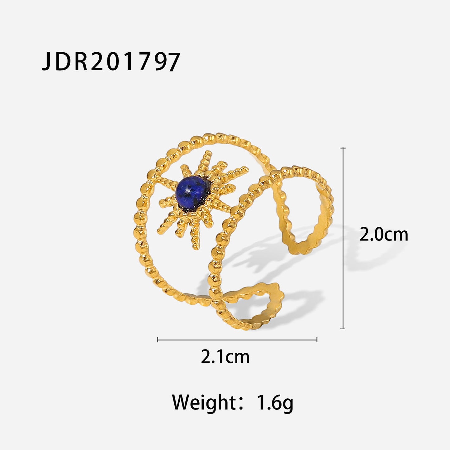 18k gold stainless steel gemstone ring
