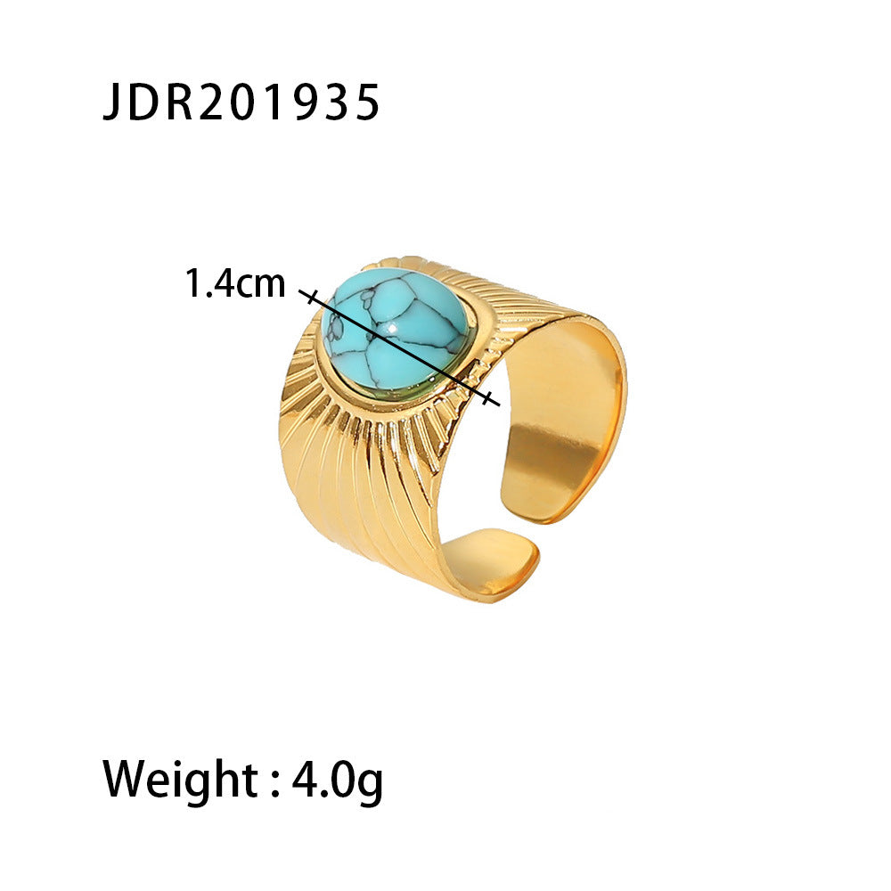 18k gold stainless steel gemstone ring
