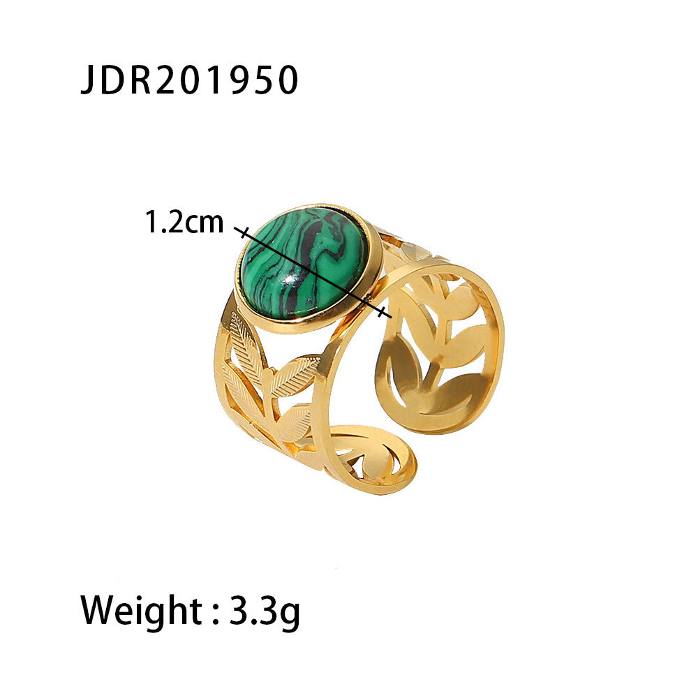 18k gold stainless steel gemstone ring