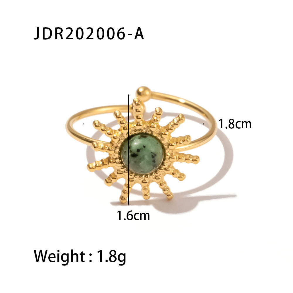 18k gold stainless steel gemstone ring