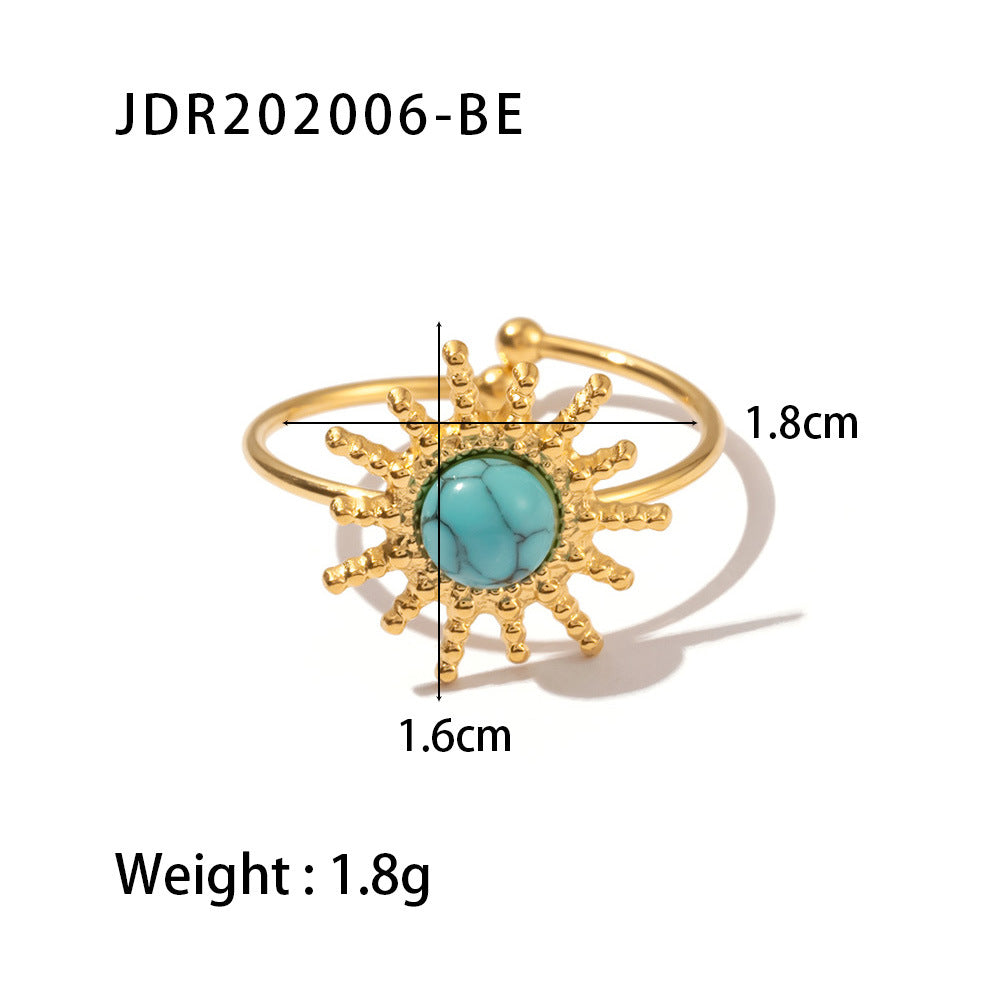 18k gold stainless steel gemstone ring