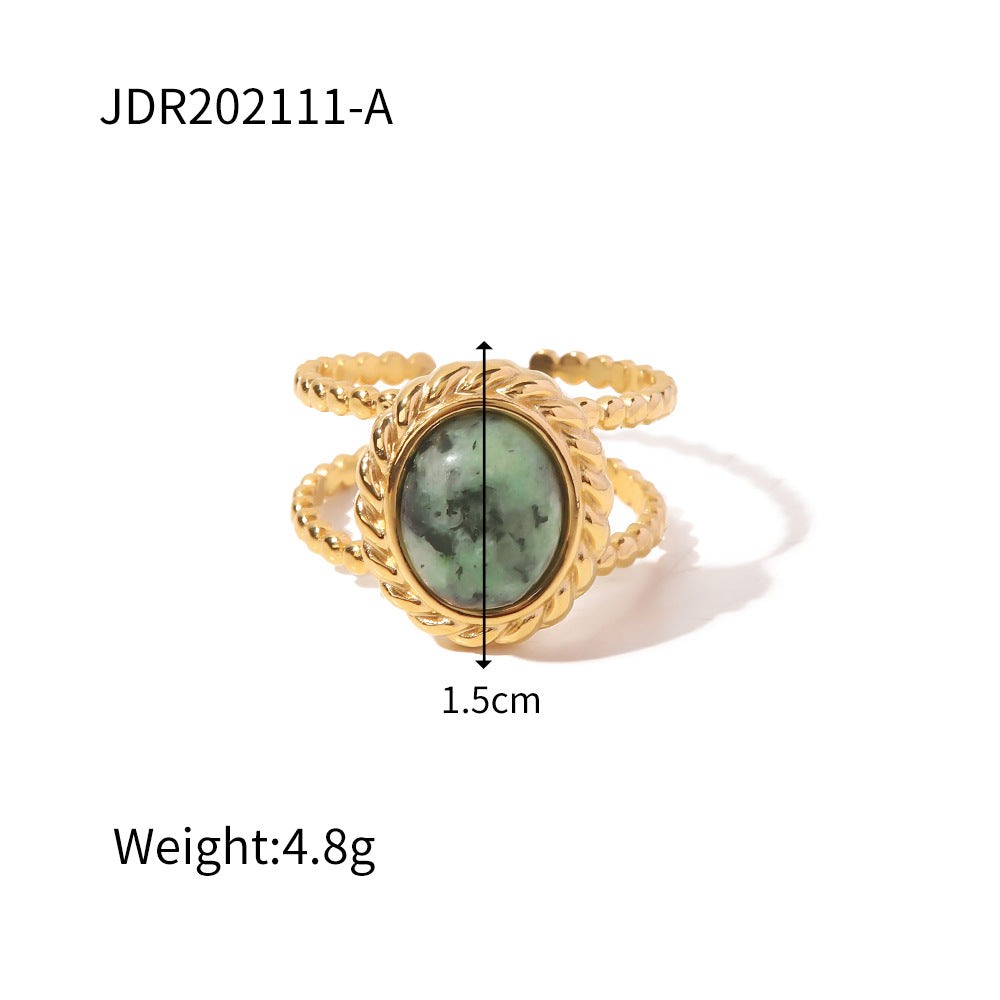 18k gold stainless steel gemstone ring