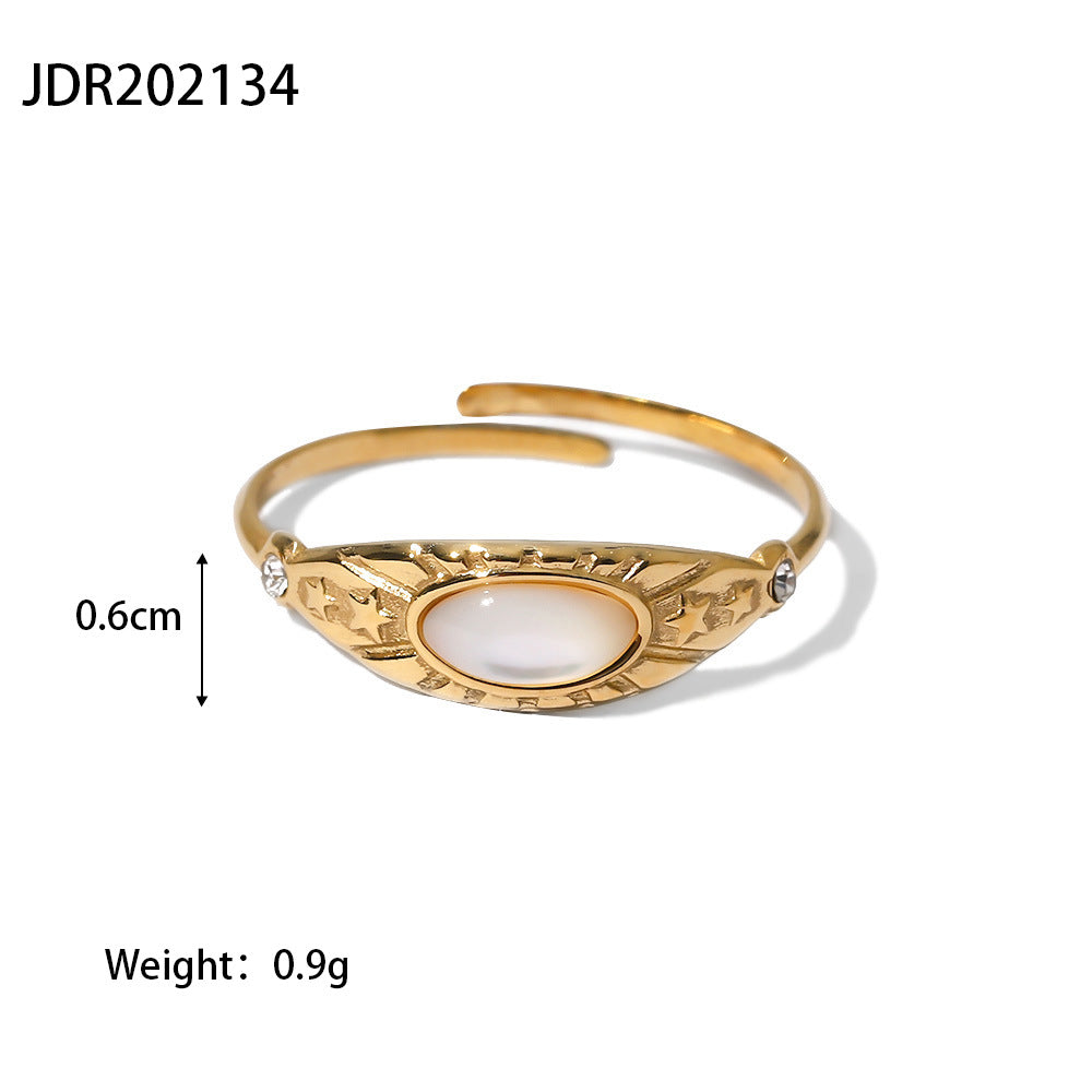 18k gold stainless steel gemstone ring