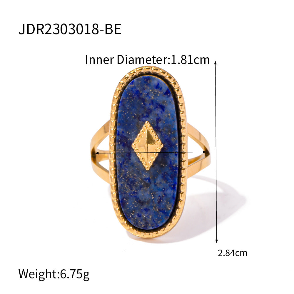 Stainless Steel Natural Stone Ring