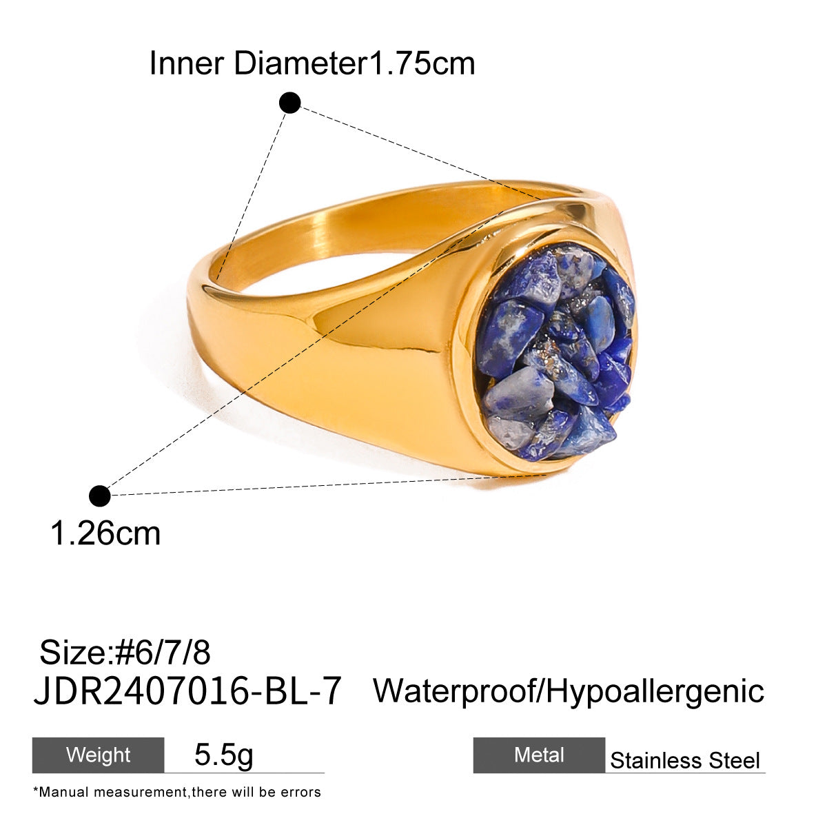 Stainless Steel Natural Stone Ring