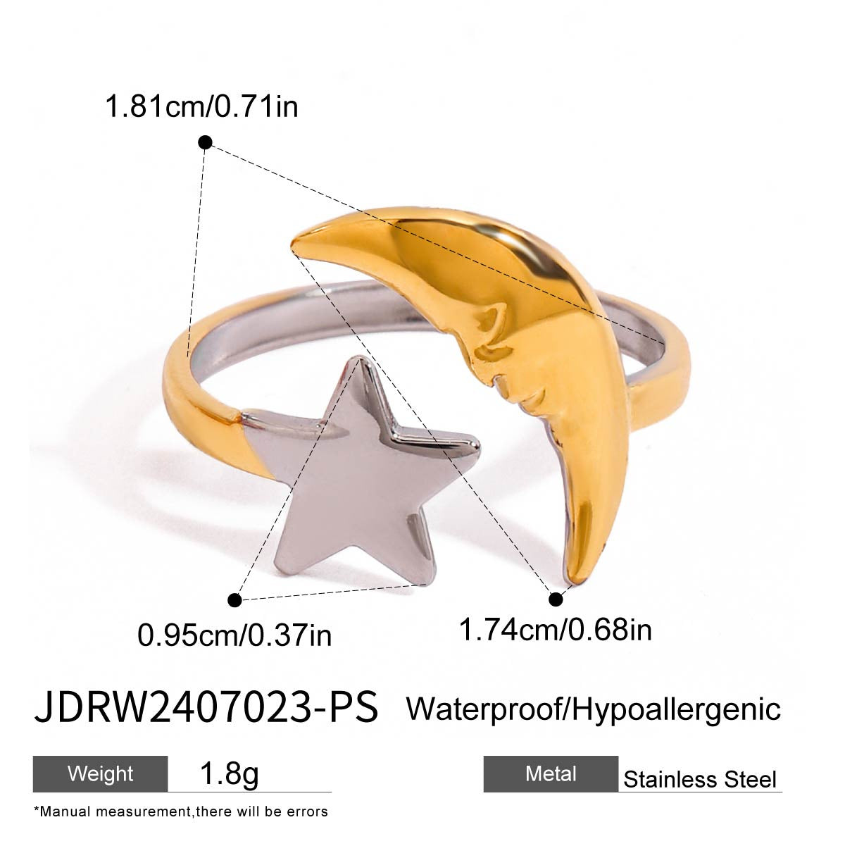 Stainless Steel Natural Stone Ring