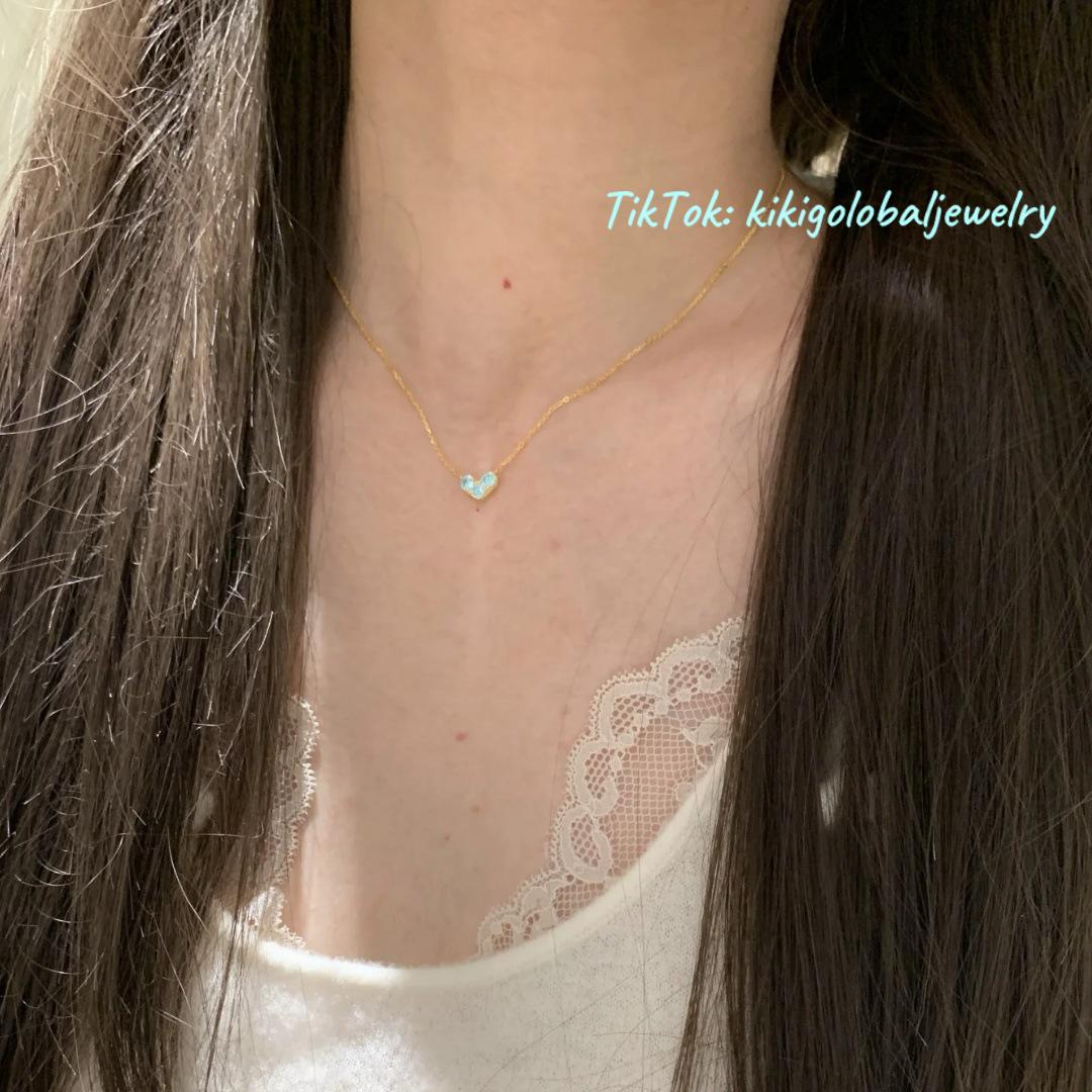 Sea Blue Heart Pendant Necklace