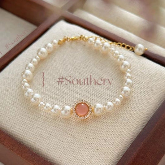 Swarovski pink pearl bracelet